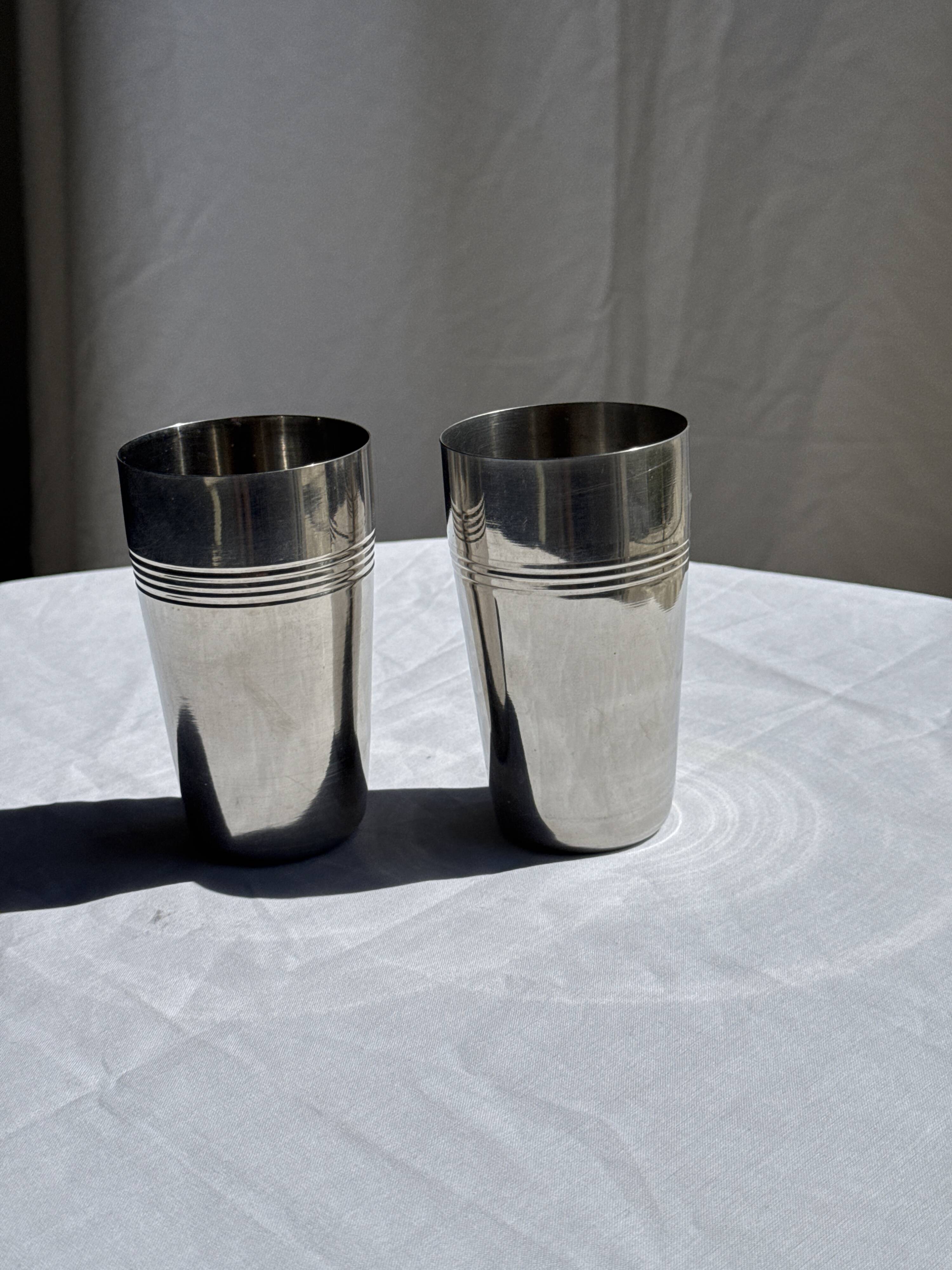 Set of 2 vintage stainless steel cups H12 D7