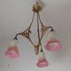 P. crespy art deco chandelier blend of bronze, pink, yellow