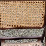 Set of 4 folding chairs wood and canning of the 70s
