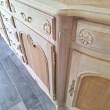 Low buffet in renovated solid cherry wood – Revisited Louis XV style – 250 cm