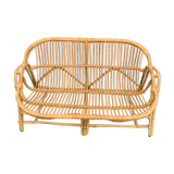Vintage rattan and bamboo sofa bench