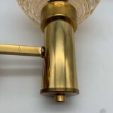 Set of 3 globe wall lights in glass and gold metal