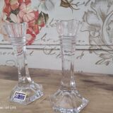Set of 2 small Art Deco style candlesticks in Bohemian crystal
