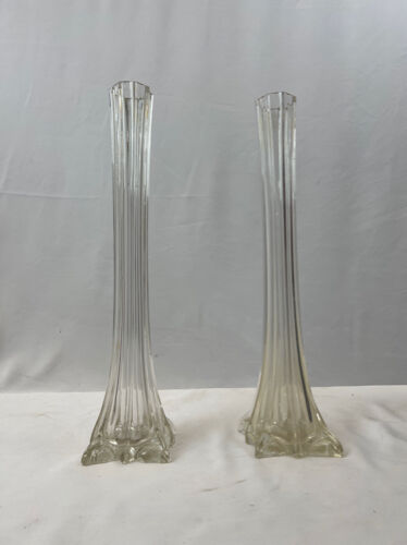 Pair of large glass soliflore vase