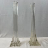 Pair of large glass soliflore vase
