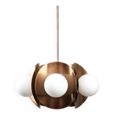 Vintage Italian Copper and Opaline Chandelier, 70s