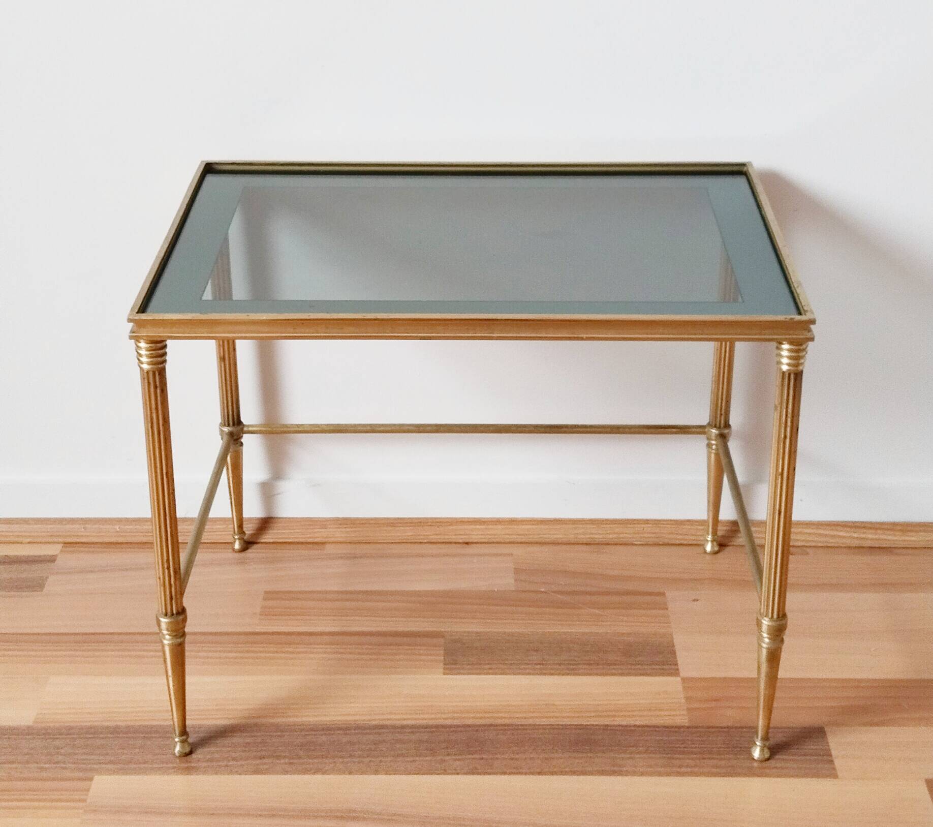 Glass and brass coffee table, 1950s