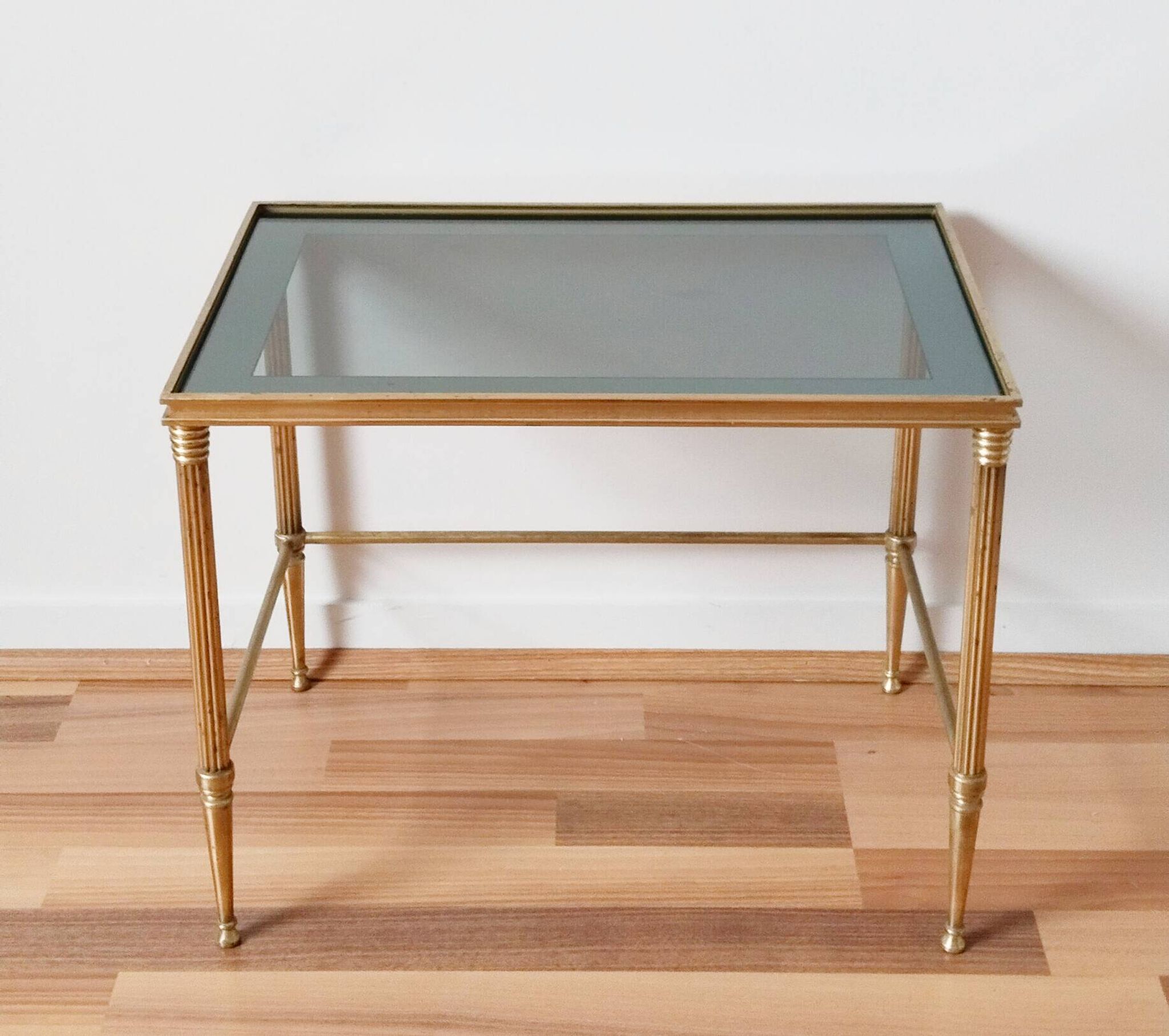 Glass and brass coffee table, 1950s