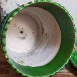 Flower pot and saucer in slip by G. De Bruyn 19th century
