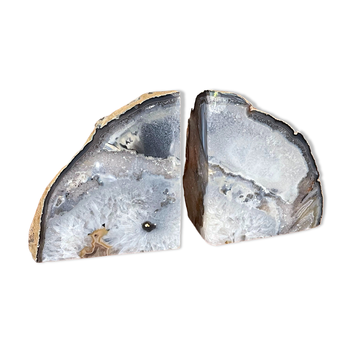 Paire de serre-livres en agate