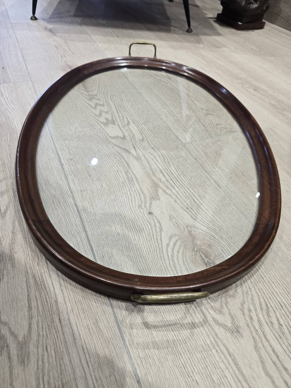 Folding tea table in marquetry wood - removable top