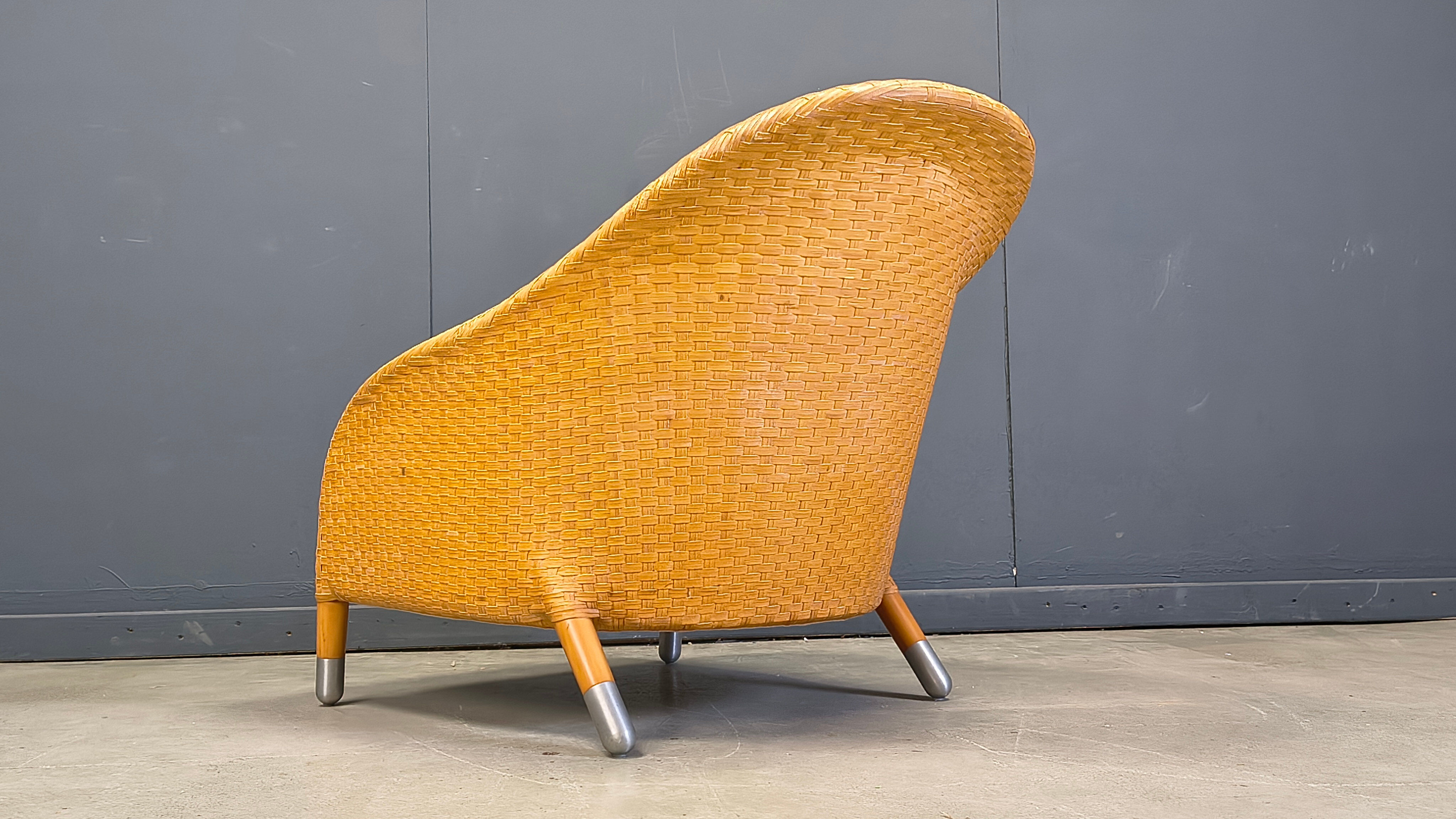 Antonio Citterio braided leather armchair, 1980s