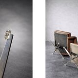 Vintage Mid-Century Danish Modern Brown Leather Swivel Chair and Ottoman