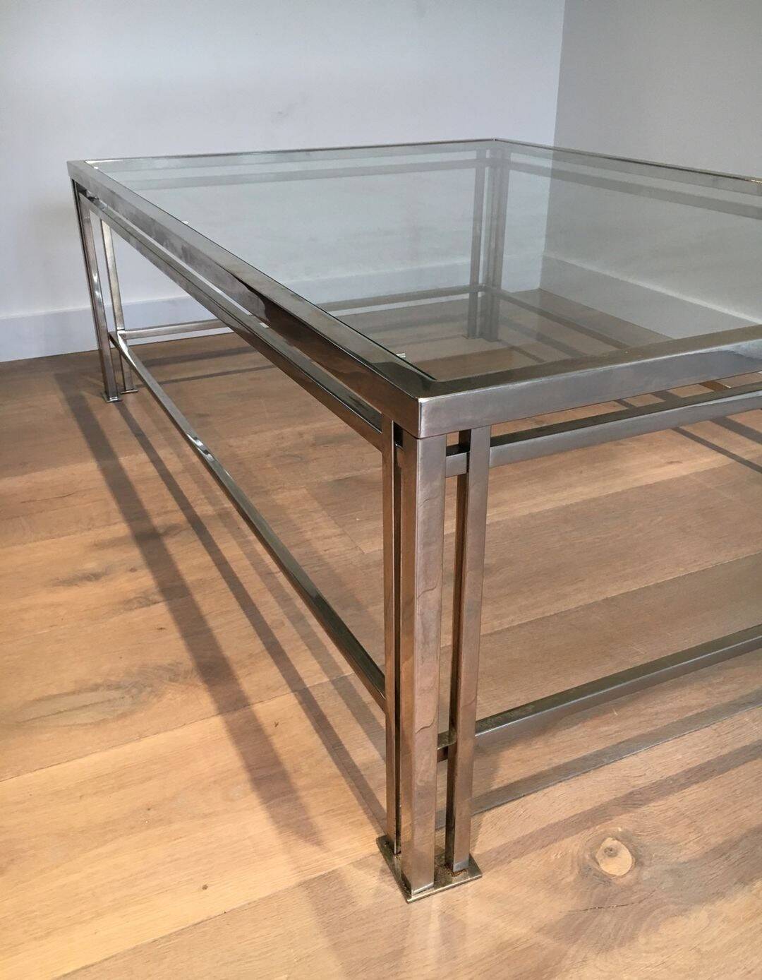 Modernist Chrome Coffee Table with Triple Legs, French Work circa 1970