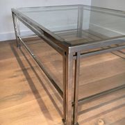 Modernist Chrome Coffee Table with Triple Legs, French Work circa 1970