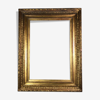 Gilded wooden frame with louis XV style leaf decorated with nineteenth century foliage