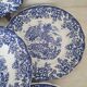 6 earthenware plates with floral and pastoral scene motifs