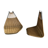 Wall shelves 50s metal and rattan