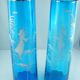 Pair of blue glass vases in the taste of Mary GREGORY