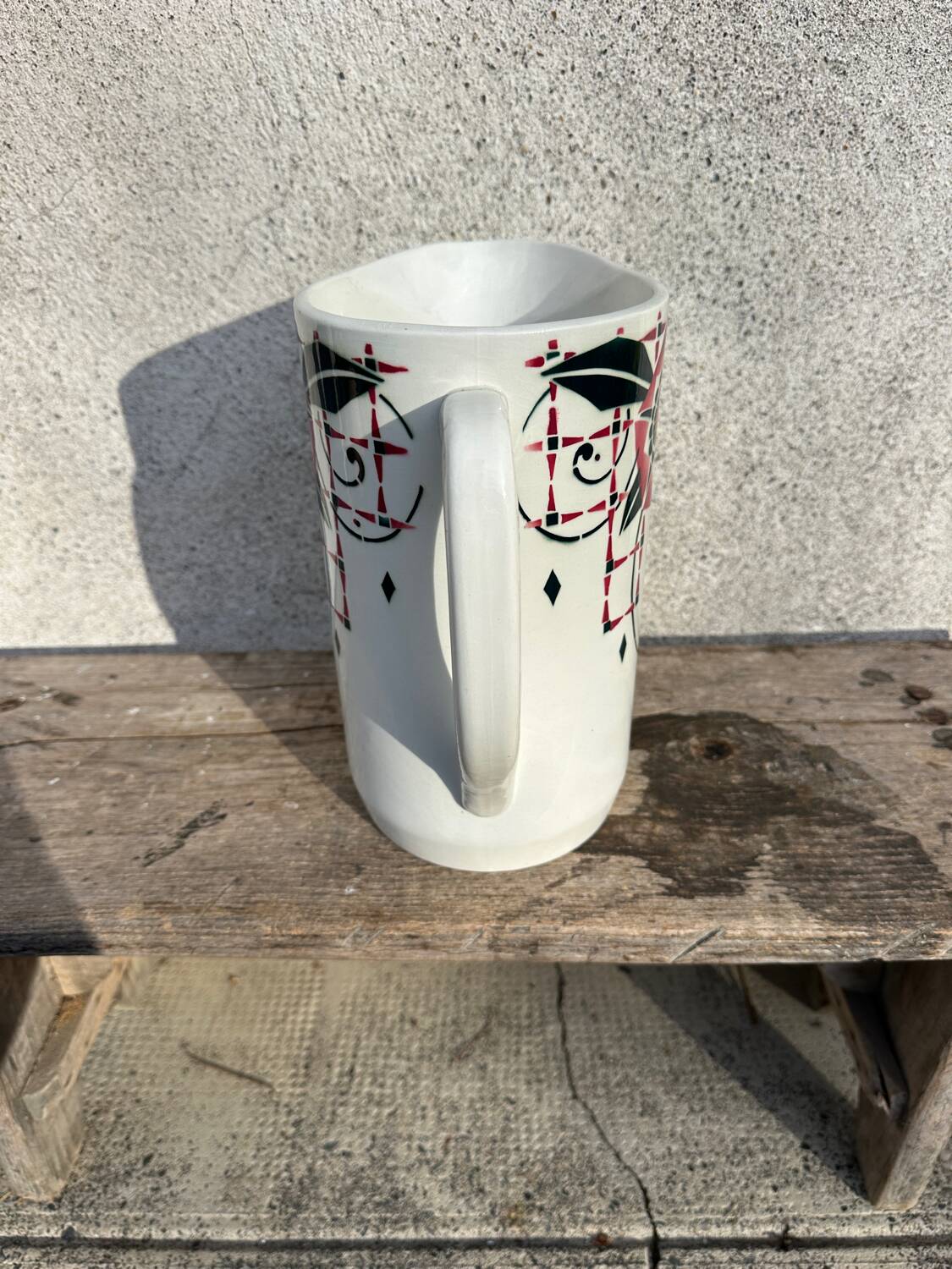 Coloured vintage Art Deco pitcher in St Amand earthenware.