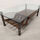 Iron and leather coffee table