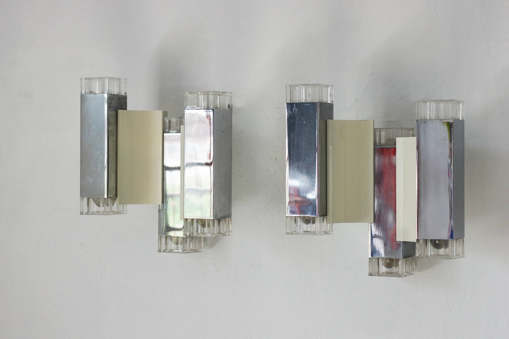 Cubic Wall Lamps by Gaetano Sciolari for Sciolari Illuminazione, Italy, 197