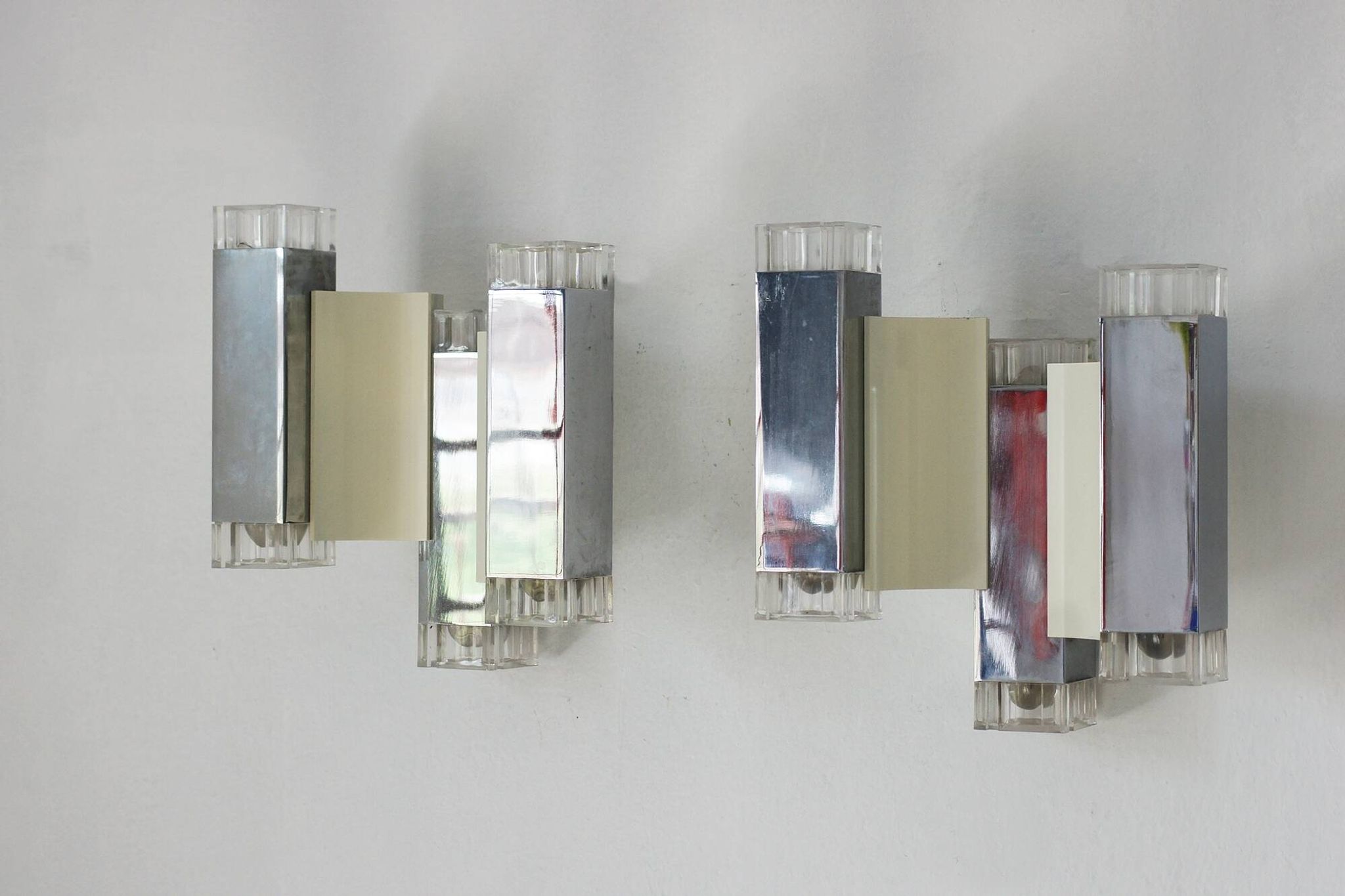 Cubic Wall Lamps by Gaetano Sciolari for Sciolari Illuminazione, Italy, 197