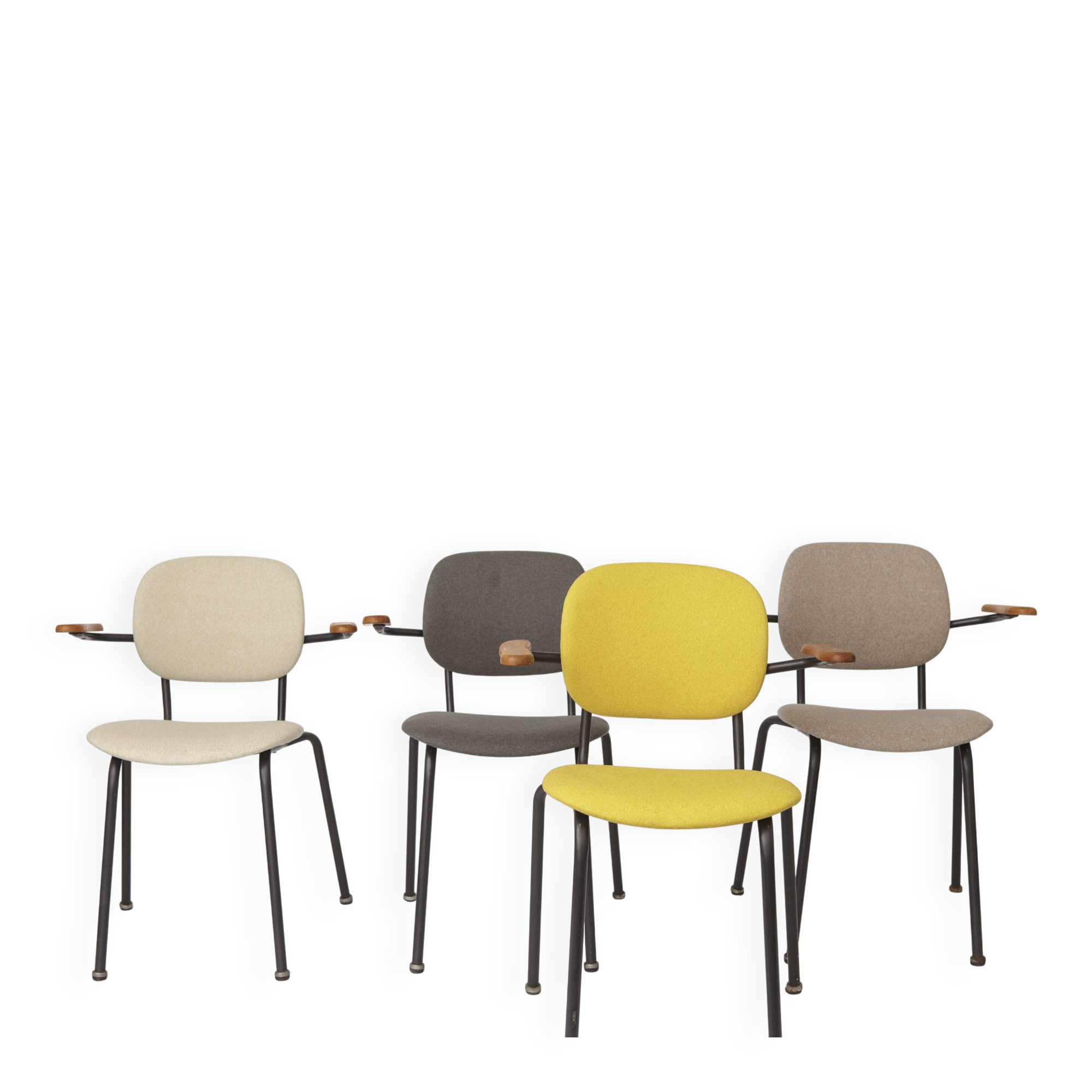 Set of 4 Vintage Armchairs 1950s Germany, Mid Century Modern Dining Chairs