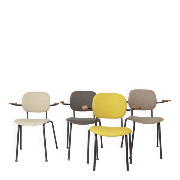 Ensemble de 4 fauteuils vintage années 1950 Allemagne, chaises de salle à manger mid-century modern.