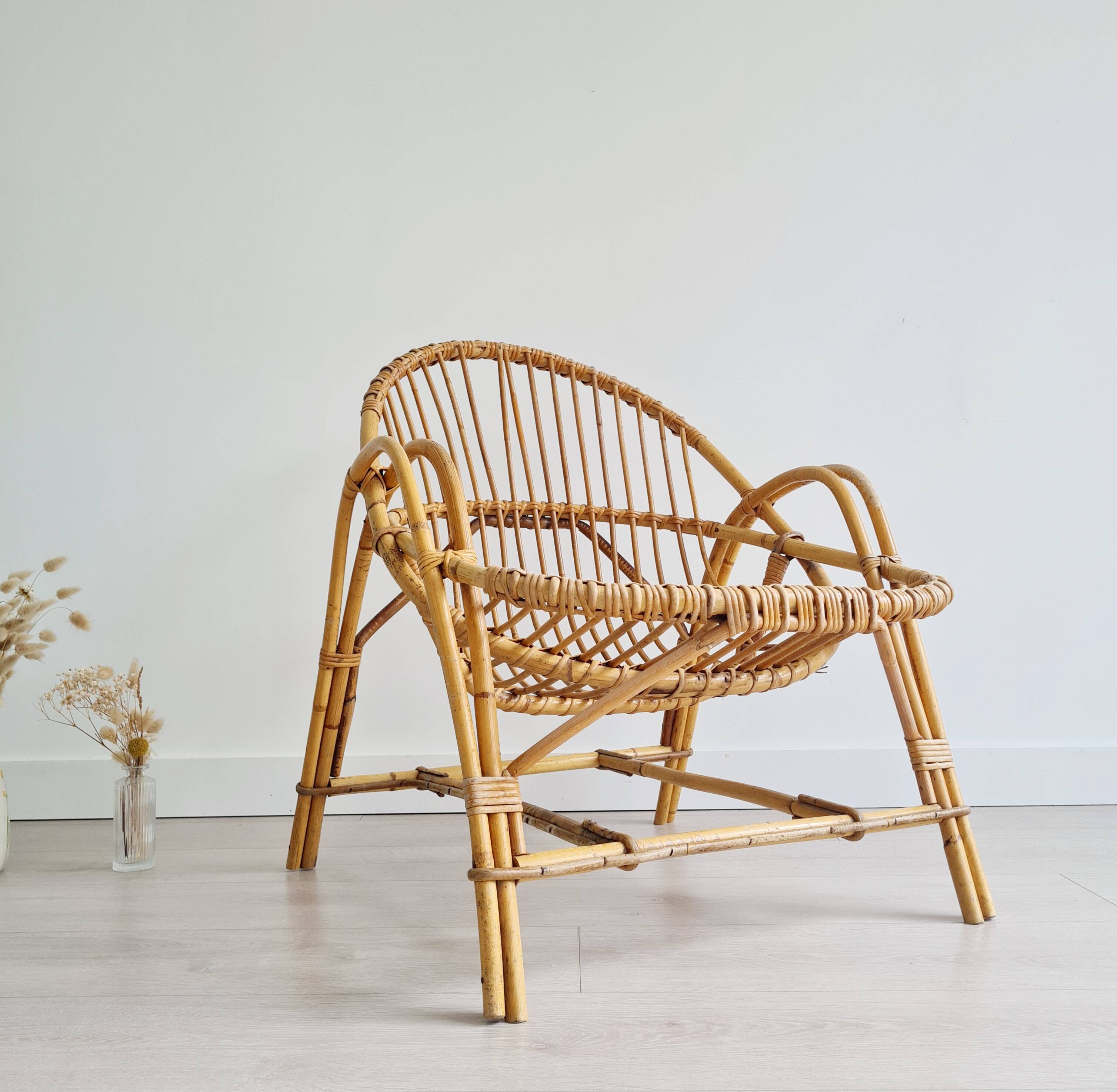 Rattan basket chair, 1960s