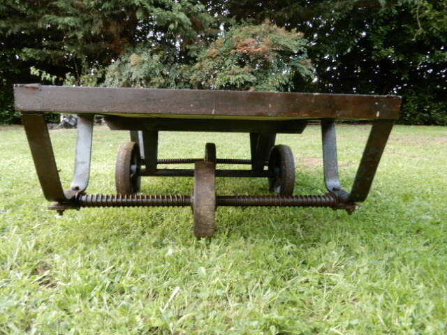 Vintage industrial coffee table antique marble trolley
