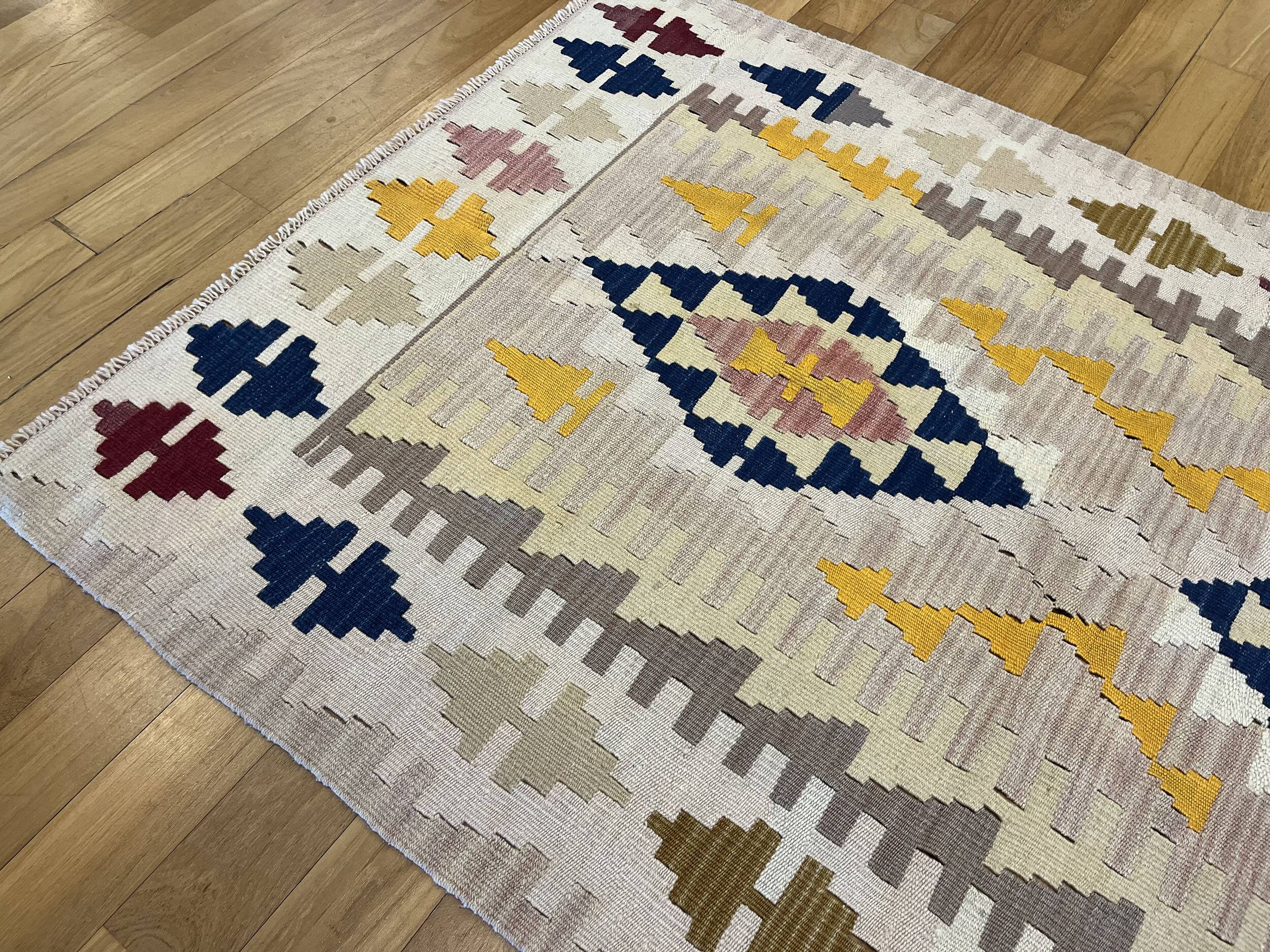 Tapis Kilim Vintage Pastel Fait Main