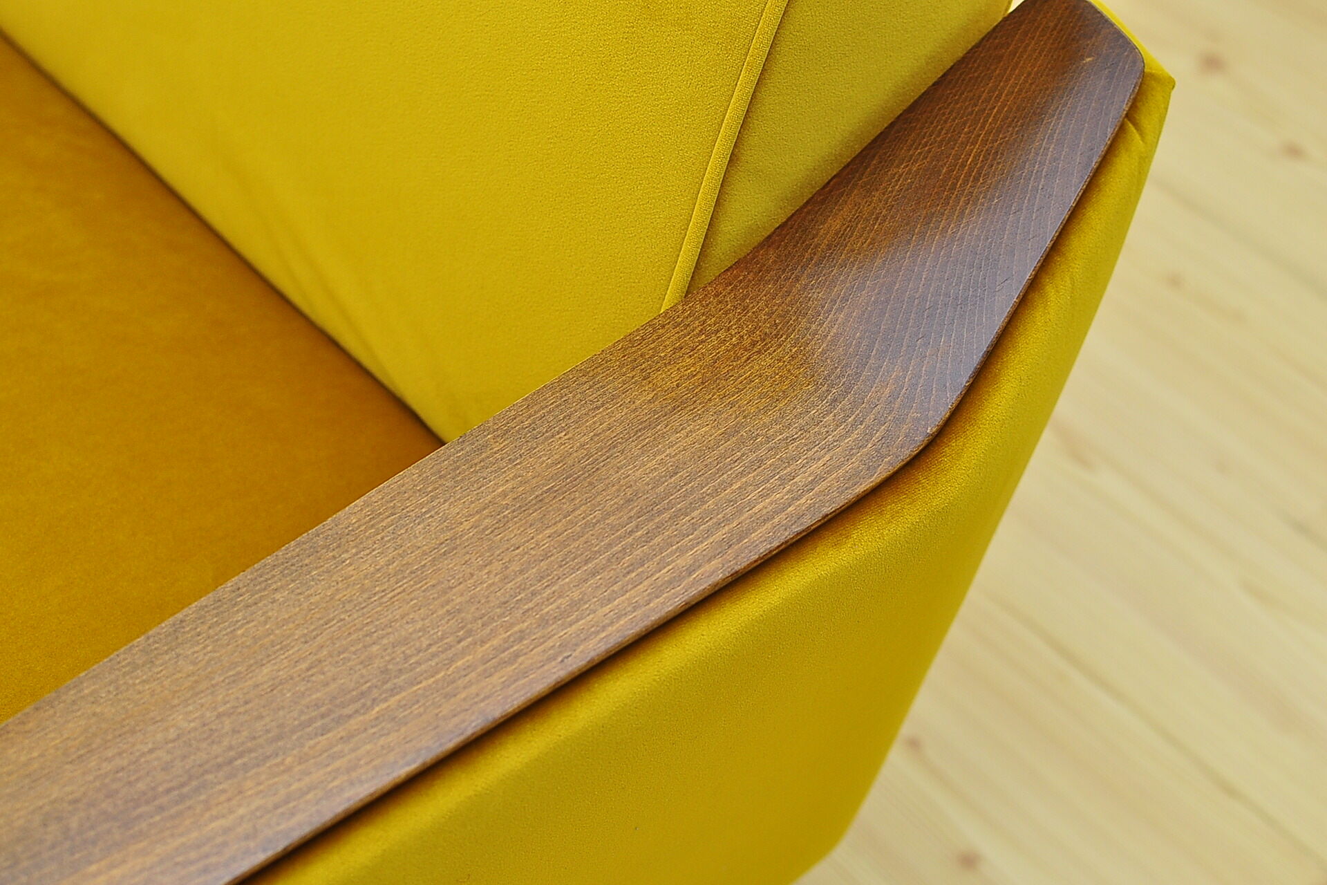 Mid-century yellow velvet sofa, 1960s