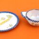 Charolles earthenware eared bowl / saucer rooster model
