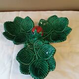 Plat vintage Barbotine fraisier Vallauris.