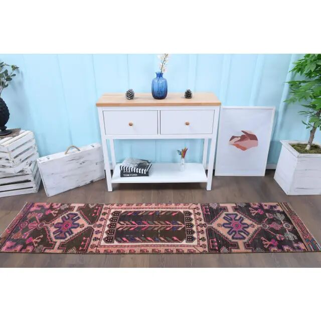 Vintage Turkish Oushak Handmade Wool Runner 55X235