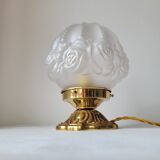 Art deco lamp in bronze and frosted glass