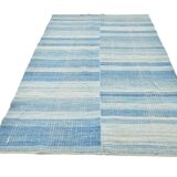 5x9 Blue & Beige Modern Kilim Rug, 147x288Cm