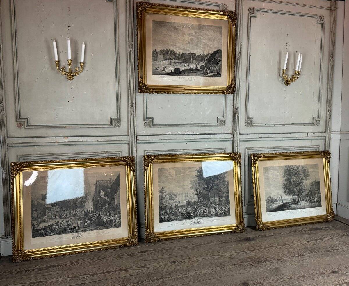 Set of 4 engravings, 19th-century reprint, very fine Napoleon III frames