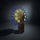 Handcrafted brass, oak and plexiglas floor lamp, Netherlands 1970s
