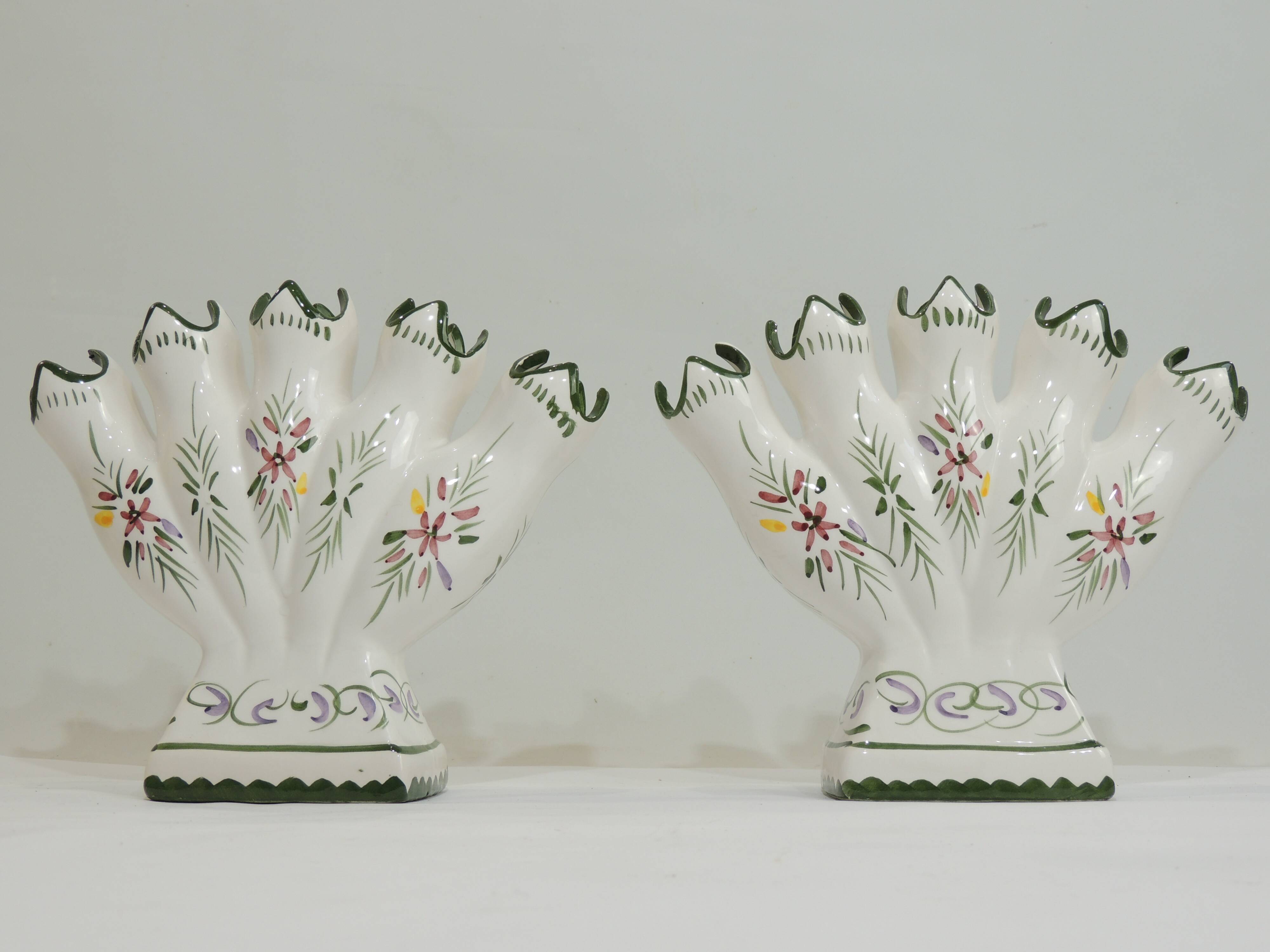 Pair vase soliflore faience/vintage