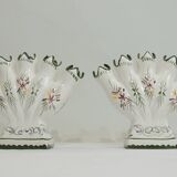 Pair vase soliflore faience/vintage