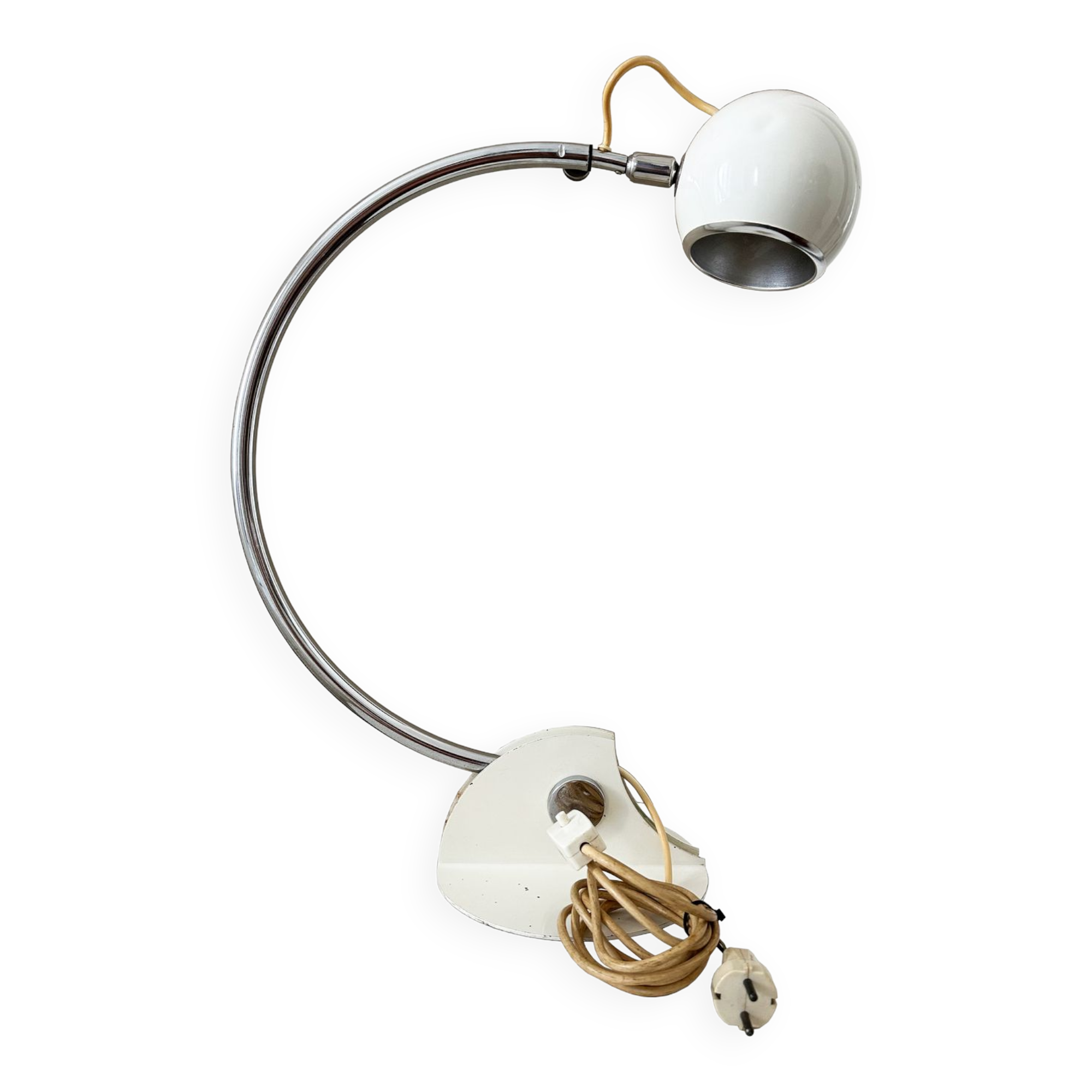 Lamp designed by luci cinisello - origin milan, italy - material: chromed metal painted white - height