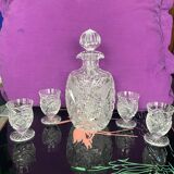 Bohemian crystal decanter and 4 glasses