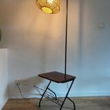 Floor lamp with magazine rack and shelf 50's