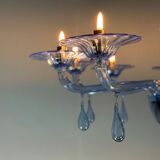 Venetian glass chandelier in blue Murano, circa 1980.