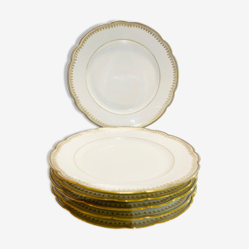 X6 petites assiettes porcelaine Limoges londe avec dorure