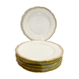 X6 petites assiettes porcelaine Limoges londe avec dorure