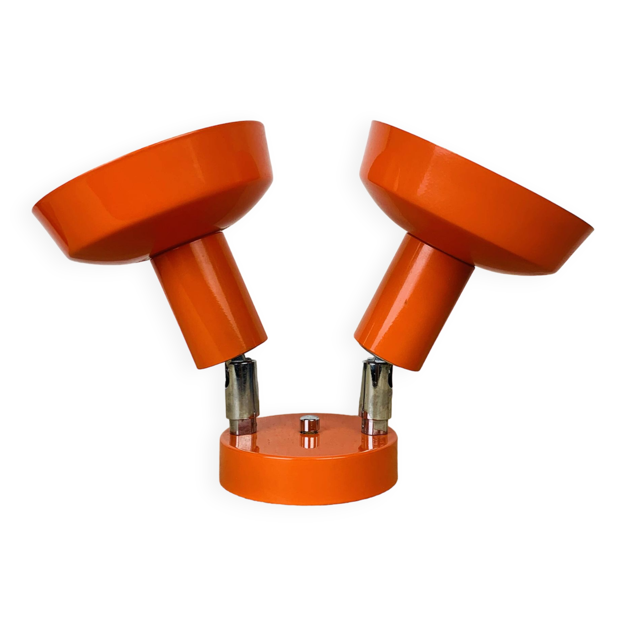 Double adjustable orange spotlight wall lamp from the 70s