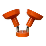Double adjustable orange spotlight wall lamp from the 70s